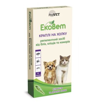 ProVET  "ЭкоВет" -  Капли репеллентные "ЭкоВет" от блох и клещей для котов и собак