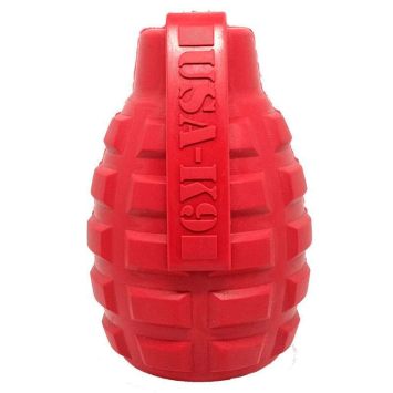 SodaPup (Сода Пап) USA-K9 Grenade – Игрушка-диспенсер для лакомств Граната из суперпрочного материала для собак, красная