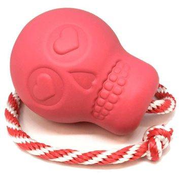 SodaPup (Сода Пап) USA-K9 Magnum Skull Reward Toy – Жувальна іграшка-диспансер Череп з канатом для ласощів з суперміцного матеріалу для собак, рожева