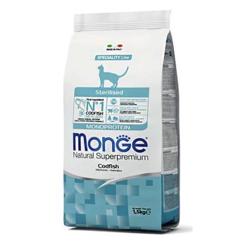 Monge (Монж) Monoprotein Sterilised Cat Codfish – Сухой монопротеиновый корм для стерилизованных котов и кошек (с треской)