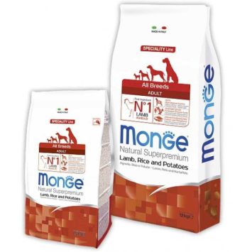 Monge (Монж) Natural Superpremium All Breeds Adult Hypoallergenic - Сухой корм с ягненком, рисом и картофелем для взрослых собак-аллергиков всех пород