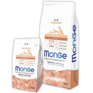 Monge (Монж) Natural Superpremium All Breeds Adult - Сухой корм с лососем и рисом для взрослых собак всех пород