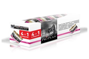 АКЦИЯ!!! 4+1 в подарок Purina Pro Plan Delicate для взрослых кошек с чувствительным пищеварением, паштет с индейкой