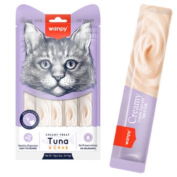 Wanpy (Ванпі) Creamy Lickable Treats Tuna & Crab - Рідкі ласощі для котів, тунець краб