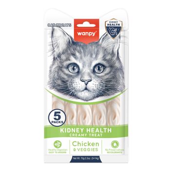 Wanpy (Ванпи) Functional Creamy Lickable Treat Kidney Health - Функциональное жидкое лакомство для кошек здоровье почек с почечной недостаточностью