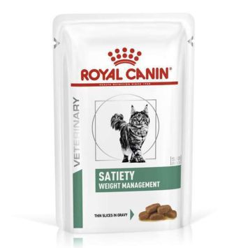 Royal Canin (Роял Канин) Satiety Weight Management Feline Pouches - Консервированный лечебный корм для взрослых кошек с избыточным весом и ожирением (кусочки в соусе)