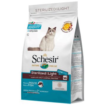 Schesir (Шезир) Cat Sterilized &Light - Сухой монопротеиновый корм для стерилизованных кошек и кастрированных котов, для котов склонных к полноте (рыба)