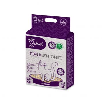 Velvet Paw TOFU Bentonite Original  Гороховый наполнитель для кошачьих туалетов с бентонитом, оригинальный