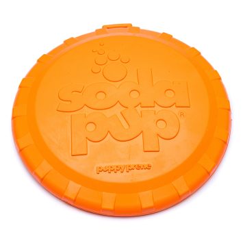 SodaPup (Сода Пап) Bottle Top Flyer Small – Игрушка Фрисби из каучука для собак и щенков, оранжевая
