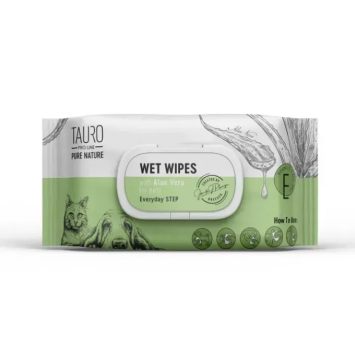 Tauro Pro Line (Тауро про Лайн)  Pure Nature Aloe Vera - Влажные салфетки для ухода за шерстью, ушами, лапами и носом с экстрактом алое вера