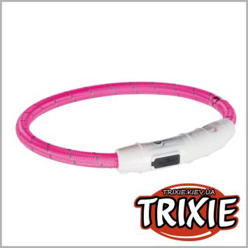Trixie (Трикси) - Ошейник для собак светящийся с USB, розовый