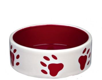 Trixie (Трикси) - Миска керамическая для собак с лапками (красная)