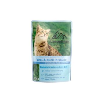 Carpathian (Карпатиян Пет Фуд) Pet Food Влажный корм для котов с телятиной и с уткой в ??соусе