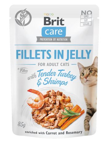 Brit Care Cat pouch влажный корм для кошек (индейка с креветками в желе)