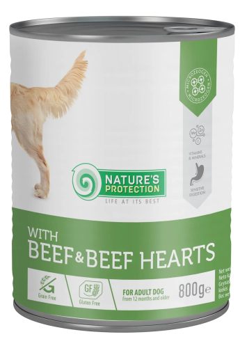 Nature's Protection (Нейчерс Протекшн) with Beef &Beef Hearts – Влажный корм для взрослых собак (говядина/говяжье сердце)