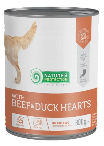 Nature's Protection (Нейчерс Протекшн) with Beef &Duck Hearts – Влажный корм для взрослых собак (говядина/утиные сердца)