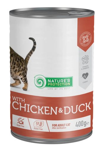 Nature's Protection (Нейчерс Протекшн) with Chicken &Duck – Консервированный корм для взрослых стерилизованных кошек (курица/утка)
