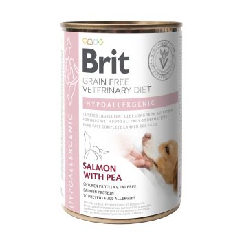 Brit (Брит) VetDiets Hypoallergenic - Влажный корм для собак с пищевой аллергией или непереносимостью (лосось/горошек)