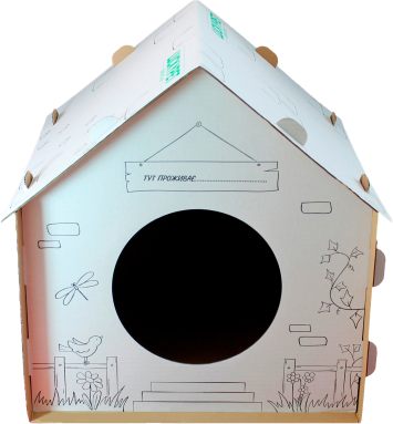 LuckyPet Домик Уикенд картонный для кошек и маленьких собак, белый
