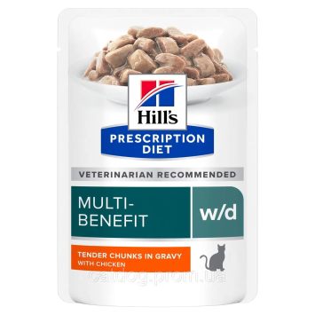 Hill's (Хиллс) Wet Feline w/d Multi-Benefit with Chicken -  Влажный корм-диета для котов при сахарном диабете и избыточном весе c курицей