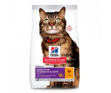 Hills ( Хилс ) SP Adult Sensitive Stomach &Skin корм для взрослых кошек с чувствительным пищеварением и кожей, с курицей